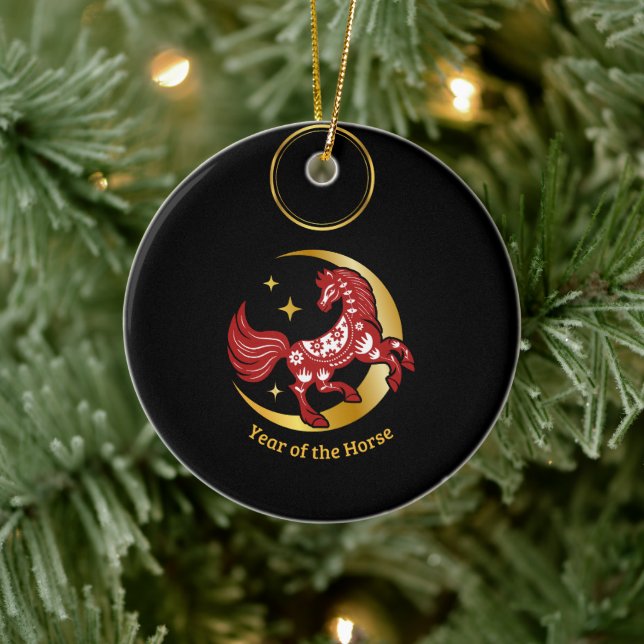 Ornamento De Cerâmica Year of the Horse Lunar  (Árvore)
