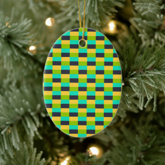 Ornamento De Cerâmica Yellow, Green, Blue, Black Color Combination