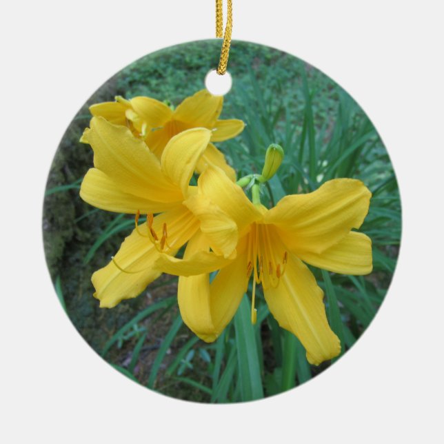 Ornamento De Cerâmica Yellow Lilies Ornament (Frente)