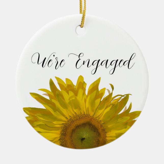 Ornamento De Cerâmica Yellow Sunflower Engagement (Frente)