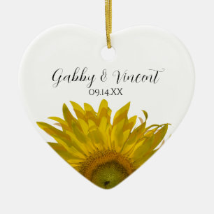 Ornamento De Cerâmica Yellow Sunflower Wedding