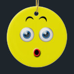 Ornamento De Cerâmica Yellow Wow Surprated Emoji Custom Name<br><div class="desc">Vestir sua árvore de Natal com este adorável ornamento de emoji surpreso. Procure por ornamentos de férias mais emocionados no resto deste compro.</div>