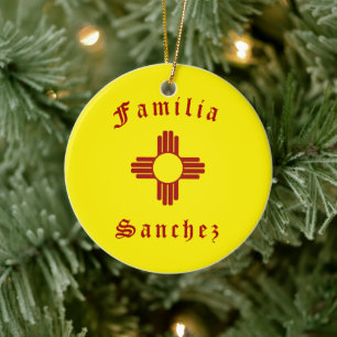 Ornamento De Cerâmica Yellow Zia Sun Puro Nuevo México