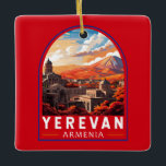 Ornamento De Cerâmica Yerevan ArmenViagem Art Vintage<br><div class="desc">Yerevan retro vetor viagem design. Yerevan,  capital da Armênia,  é marcada pela grande arquitetura soviética.</div>