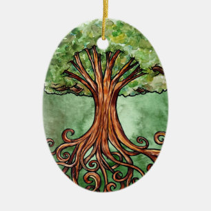 Ornamento De Cerâmica Yggdrasil Árvore Norse Mythology Watercolor