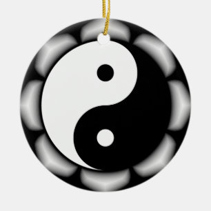 Ornamento De Cerâmica Yin e Yang Round Ornament