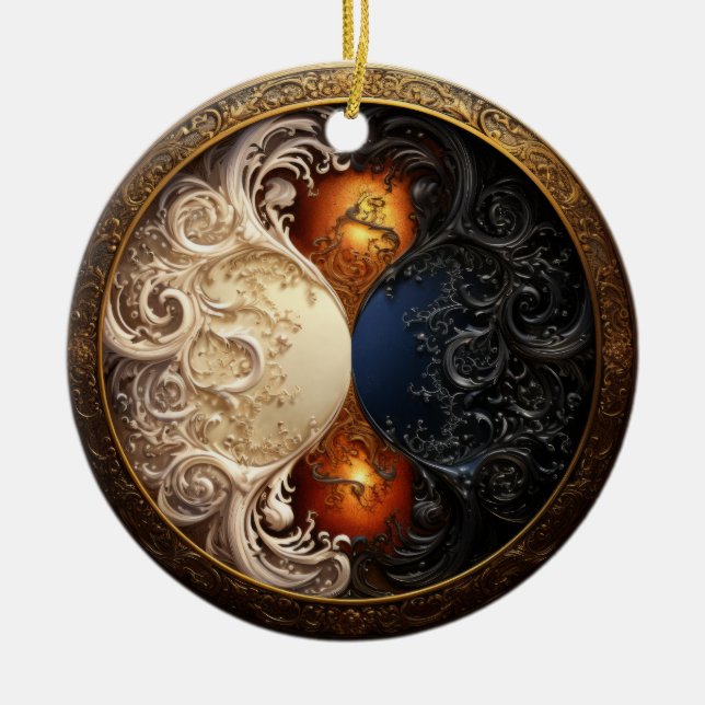 Ornamento De Cerâmica Yin-Yang Hourglass (Frente)