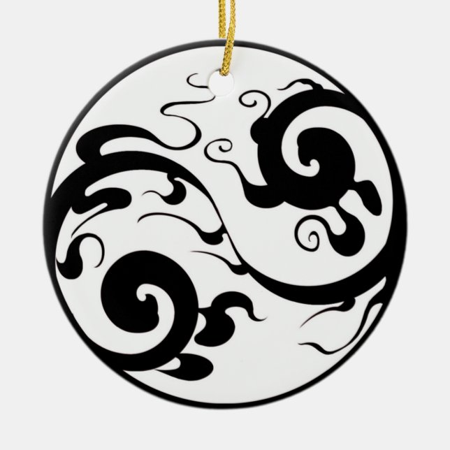 Ornamento De Cerâmica Yin Yang Swirl Ornament (Frente)