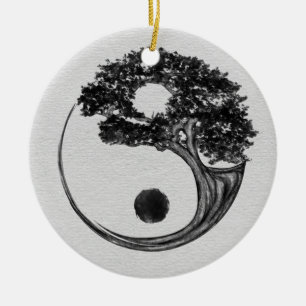 Ornamento De Cerâmica Yin Yang Tree Canvas