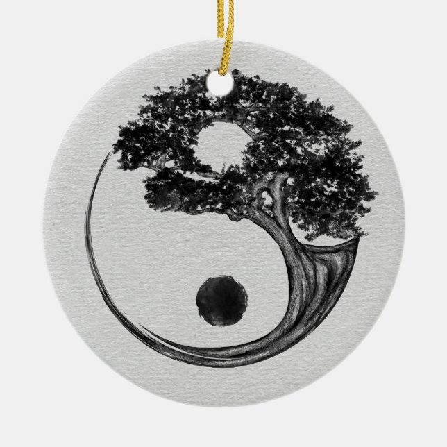 Ornamento De Cerâmica Yin Yang Tree Canvas (Frente)