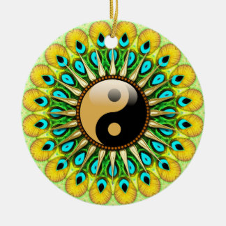 Ornamento De Cerâmica YinYang Peacock Sun Circle Ceramic Ornament