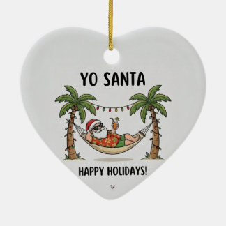 Ornamento De Cerâmica Yo Santa Funny Summer Christmas Happy Holidays