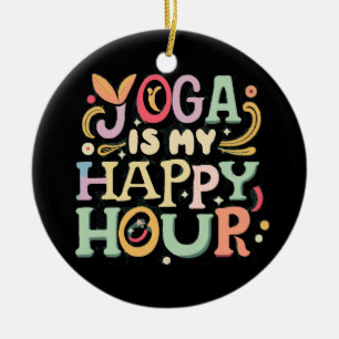Ornamento De Cerâmica Yoga É Minha Hora Feliz