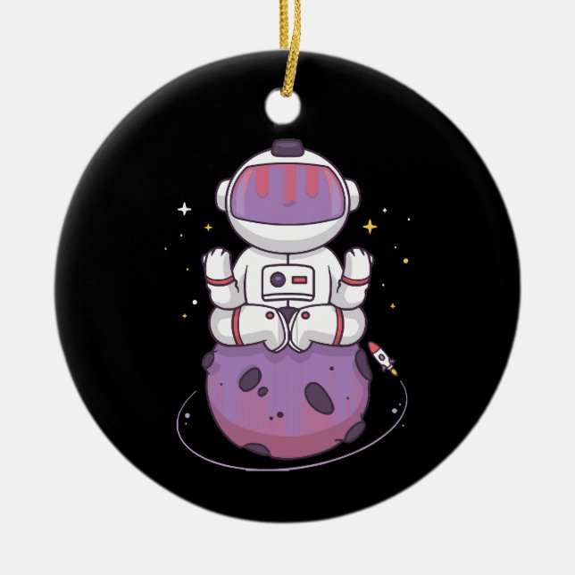 Ornamento De Cerâmica Yoga Espacial  (Frente)