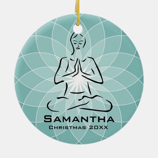 Ornamento De Cerâmica Yoga Pose Personalizada (Traseira)