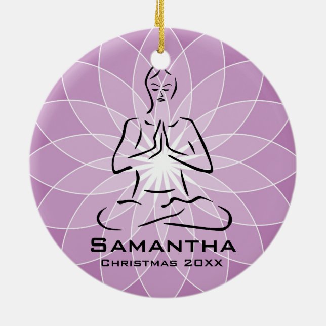 Ornamento De Cerâmica Yoga Pose Personalizada (Traseira)