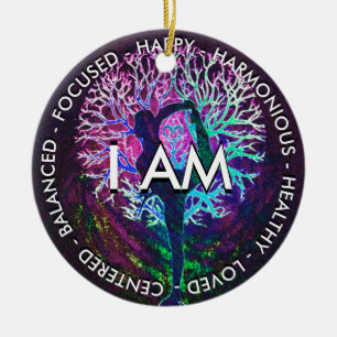 Ornamento De Cerâmica Yoga Tree Peace Rainbow Afirmação Positiva