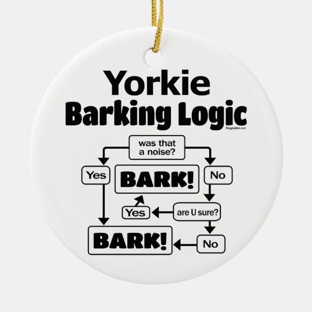 Ornamento De Cerâmica Yorkie Barking Logic (Frente)