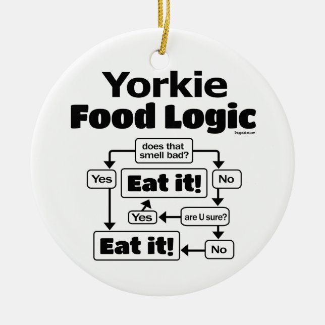 Ornamento De Cerâmica Yorkie Comida Logic (Frente)