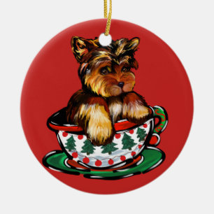 Ornamento De Cerâmica Yorkie Poo