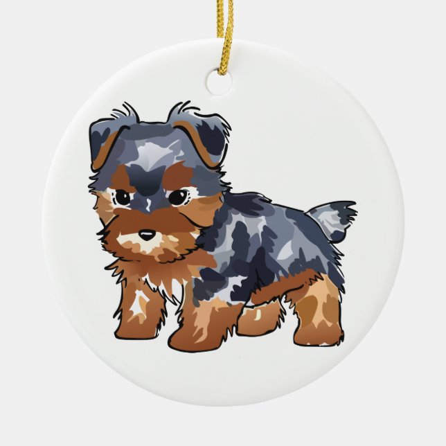 Ornamento De Cerâmica Yorkie Puppy (Frente)