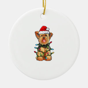 Ornamento De Cerâmica Yorkie Yorkshire Terrier Papai Noel Árvore de Nata