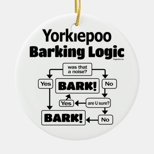 Ornamento De Cerâmica Yorkiepoo: Lógica de Barking (Frente)