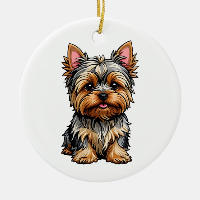 Ornamento De Cerâmica Yorkshire Terrier (Frente)
