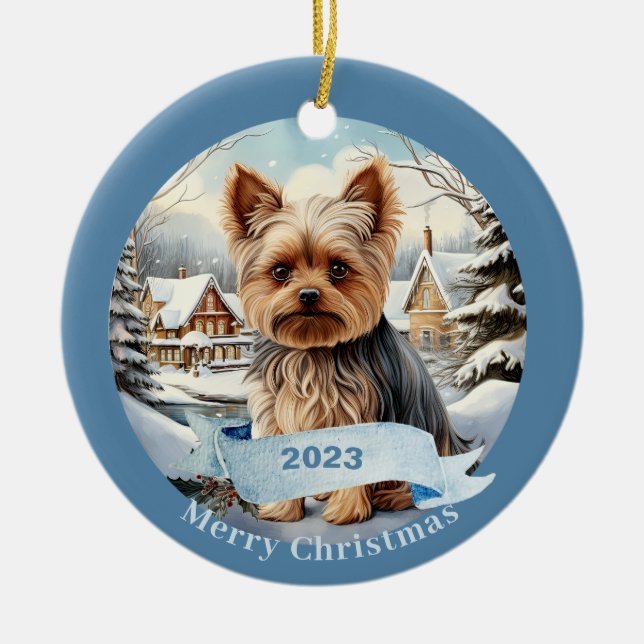 Ornamento De Cerâmica Yorkshire Terrier Art Dog Pet (Frente)