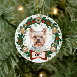 Ornamento De Cerâmica Yorkshire Terrier Christmas Dog Cookie Wreath