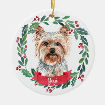 Yorkshire Terrier Christmas Elegant Watercolor Dog
