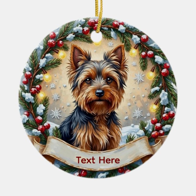 Ornamento De Cerâmica Yorkshire Terrier Christmas Ornament (Frente)