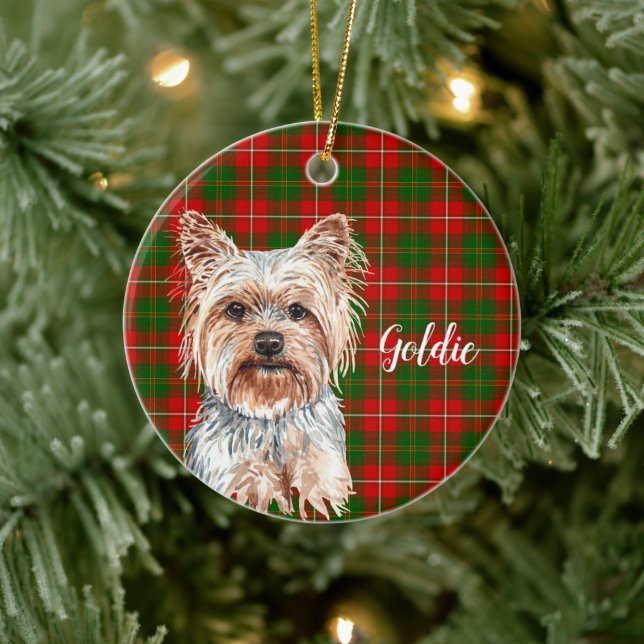 Ornamento De Cerâmica Yorkshire Terrier Dog Personalizado (Árvore)