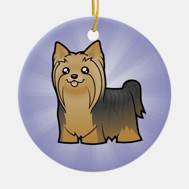 Ornamento De Cerâmica Yorkshire terrier dos desenhos animados (adicione (Frente)