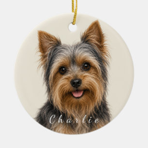 Ornamento De Cerâmica Yorkshire Terrier Personalizado com Nome Personali