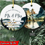 Ornamento De Cerâmica Yosemite California Our First Christmas Watercolor<br><div class="desc">Este modelo de Ornamento de Casamento apresenta uma pintura aquosa do Parque Nacional Yosemite, Califórnia lindamente pintada em aquarelas! Este Design impressionante apresenta uma típica Montanha View. Nosso Modelo é personalizável, então você pode facilmente editar o texto para ajustado dos detalhes do seu casamento. Escolha entre uma variedade de estilos...</div>