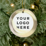 Ornamento De Cerâmica Your Business Logo Custom Christmas<br><div class="desc">Your Business Logo Custom Christmas Ceramic Ornament. Choose background color and logo size.
Custom Your Photo Christmas Tree Decor gift Ceramic Ornament in gold shining tones</div>