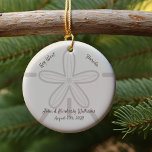 Ornamento De Cerâmica Your Custom Beach Sand Dollar<br><div class="desc">Surprise your family with a memento from a favorite beach location.  Add some names and a date on this tan sand dollar ornament.</div>