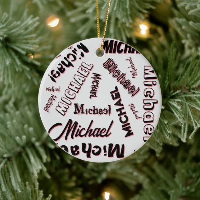 Ornamento De Cerâmica Your name pattern monogram rose colour shadow (Árvore)