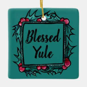 Ornamento De Cerâmica Yule Abençoado Personalizável