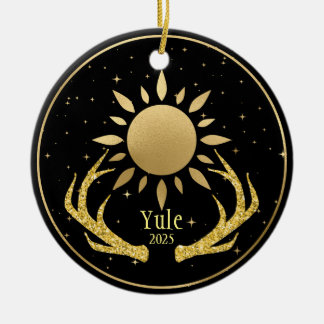 Ornamento De Cerâmica Yule Sun com Antlers