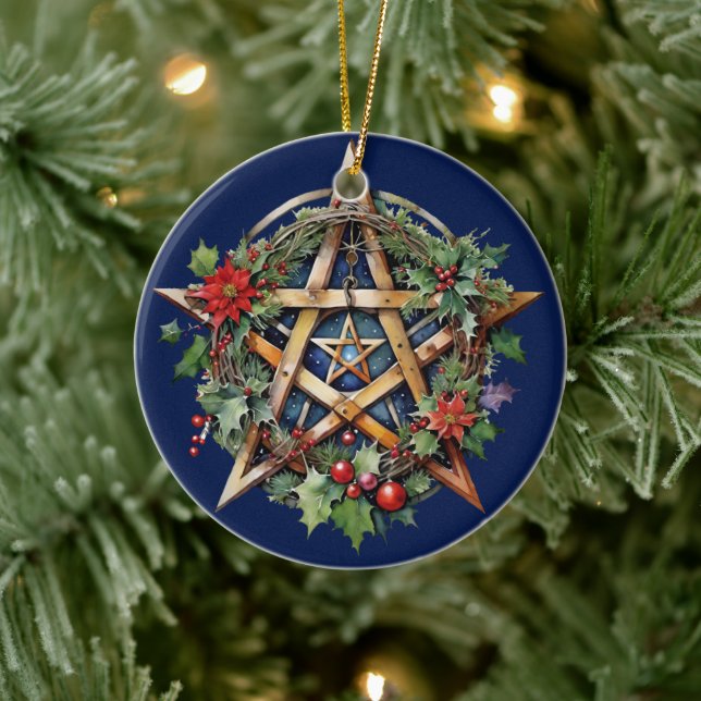 Ornamento De Cerâmica Yule Tree Winter Solstice Holly Wicca Pentacle (Árvore)