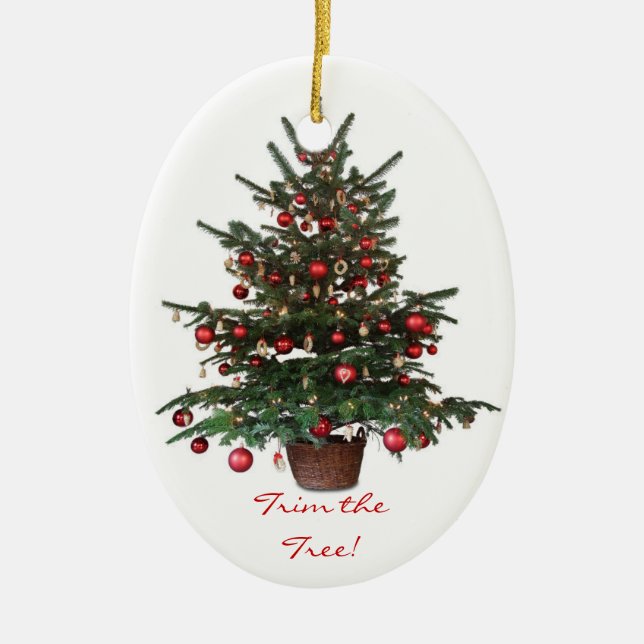 Ornamento De Cerâmica Yuletide Tree Christmas Oval Ornament (Frente)