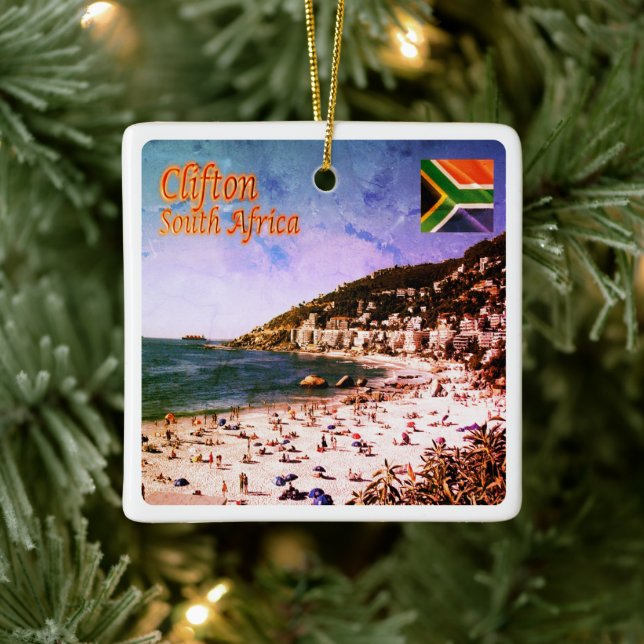 Ornamento De Cerâmica ZA009 CLIFTON, Panorama, África do Sul, (Árvore)