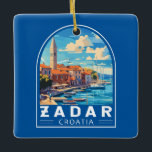 Ornamento De Cerâmica Zadar Croácia Viagem Art Emblem<br><div class="desc">Zadar retro vetor viagem design. Zadar,  uma cidade na costa Dalmaciana da Croácia,  é conhecida pelas ruínas romana e veneziana da sua antiga cidade peninsular.</div>