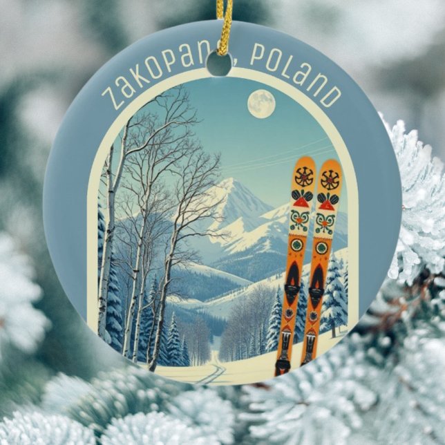 Ornamento De Cerâmica Zakopane Polônia Tatra Mountain ski souvenir (Criador carregado)