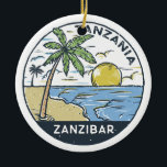 Ornamento De Cerâmica Zanzibar Tanzânia Vintage<br><div class="desc">Design de arte vetorial Zanzibar. Unguja,  também conhecida como Ilha Zanzibar,  é a principal ilha do arquipélago tanzaniano de Zanzibar.</div>