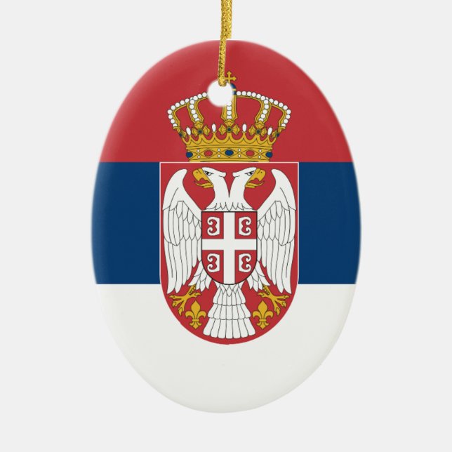Ornamento De Cerâmica Zastava Srbije, bandeira sérvio (Frente)