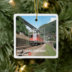 Ornamento De Cerâmica zCH019 O CAMINHO DE FERRO GOTTHARD, Suíça,