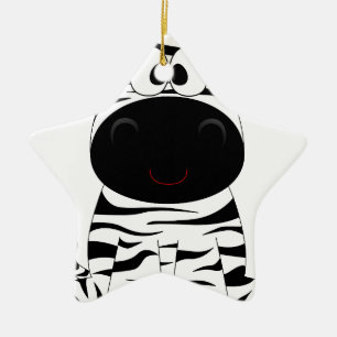 Ornamento De Cerâmica Zebra Animal Fofo Listras Selva Safari Caprichoso
